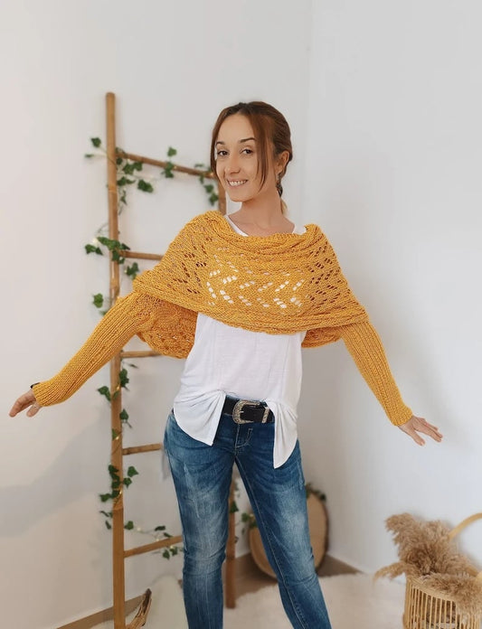 🔥2024 Women’s Knitted Cut-Out Shawl Poncho Wrap