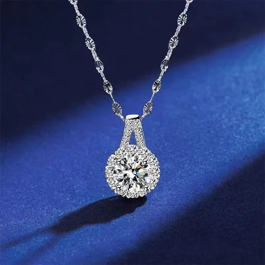 💕S925 Sterling Silver Moissanite Sunflower Pendant Necklace