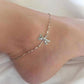 SILVER DRAGONFLY ANKLET WITH PEARL