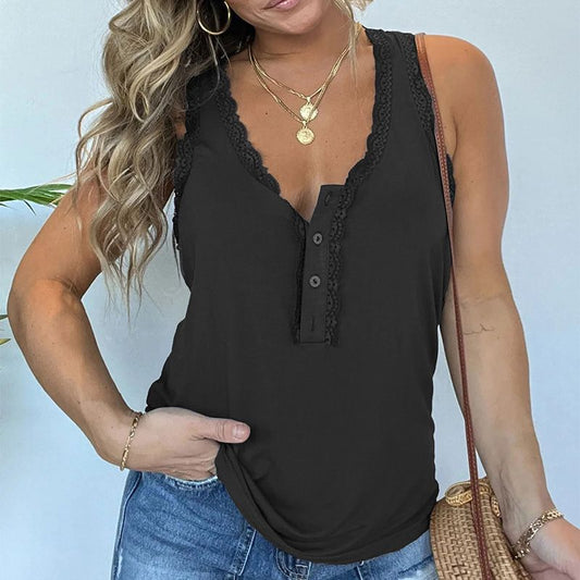 🔥BUY 2 GET 10% OFF💝Women's V-neck Button Sleeveless Tank Top